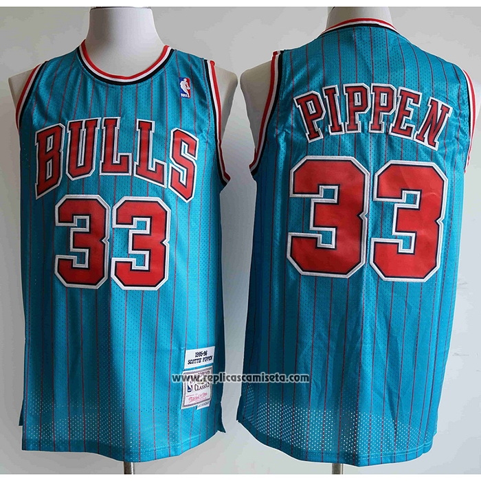 Camiseta Chicago Bulls Scottie Pippen #33 Mitchell & Ness 1995-96 Azul